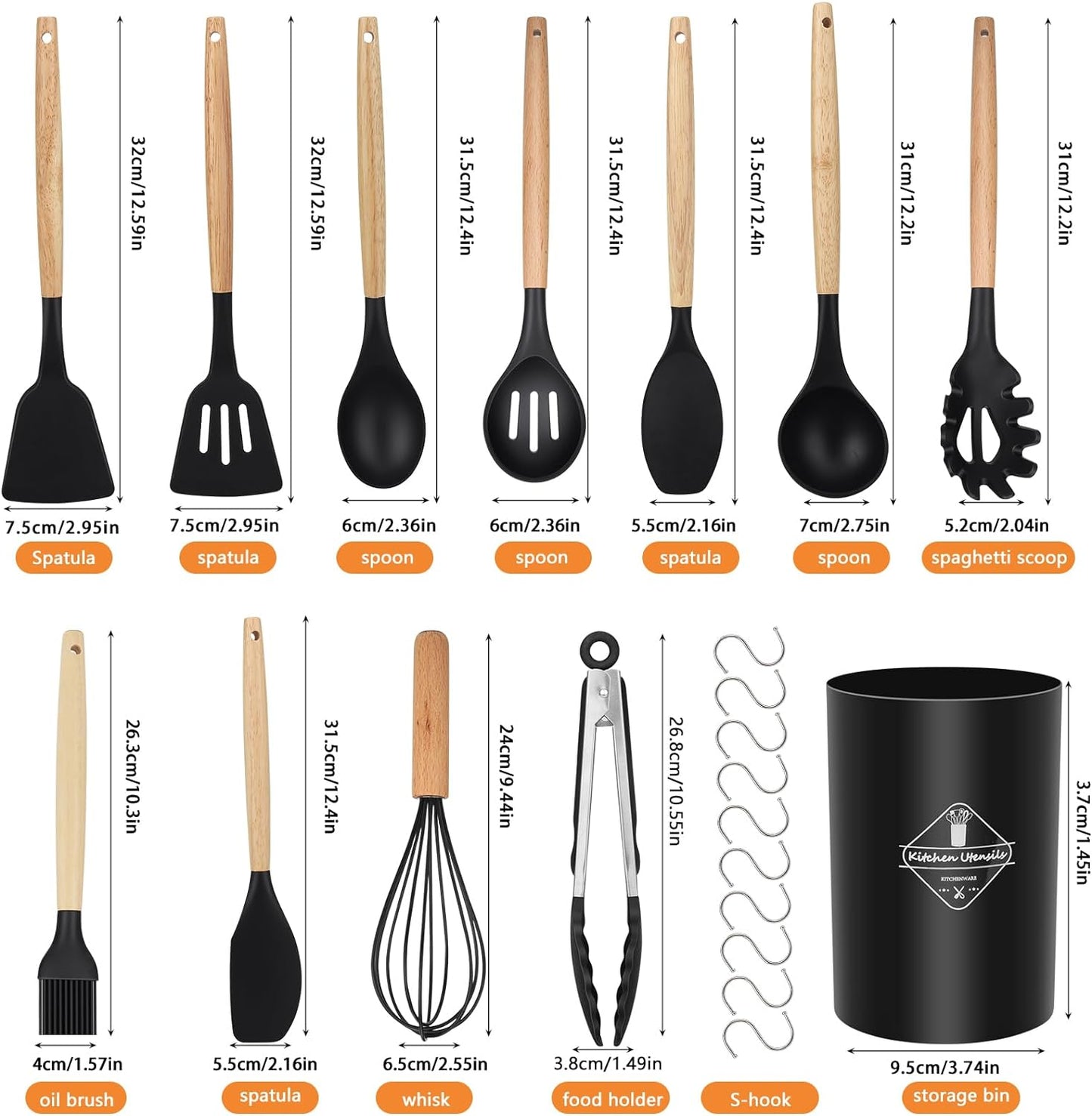 12 Pezzi Utensili Cucina Silicone