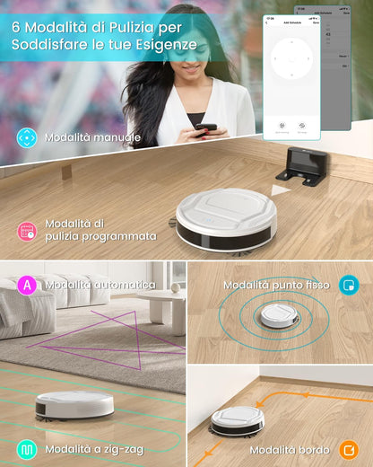 LEFANT Robot Aspirapolvere Forte Aspirazione,WiFi/App/Alexa,Pro